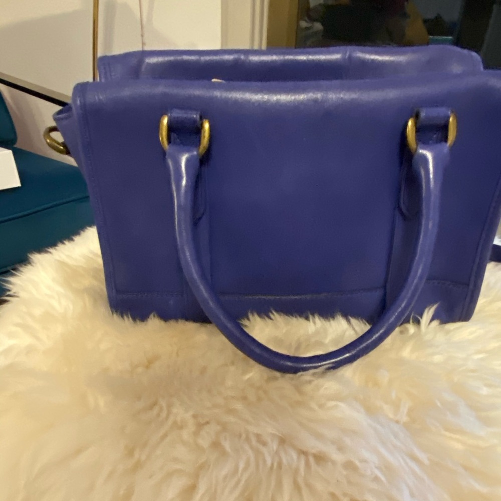 Madewell blue leather crossbody top handle purse